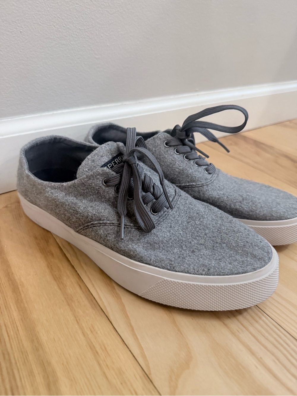 Sperry Top-Sider Gray Wool-Blend Lace-Up Sneakers Size 8.5
